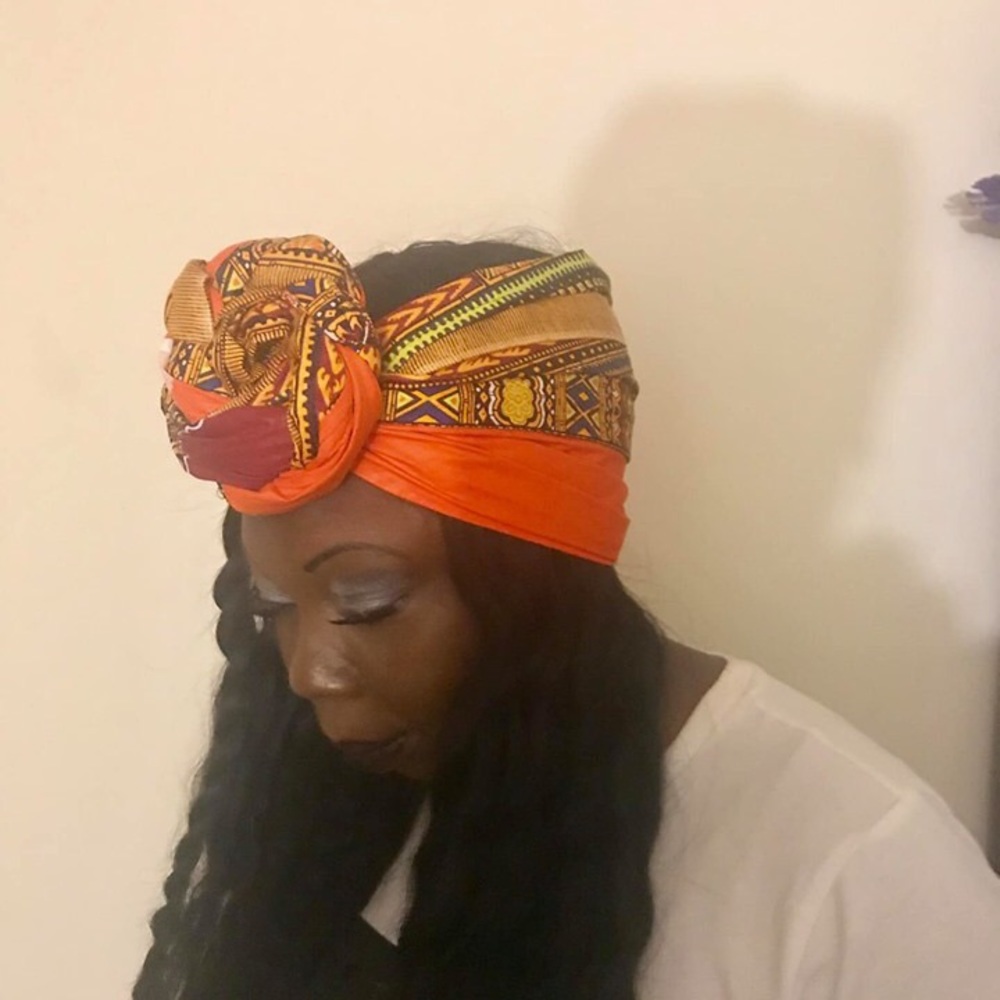 African print head wrap 72x22